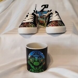 Nintendo By Ground Up Super Mario Theme Sneakers and Mug Set, Size: 1, NWT